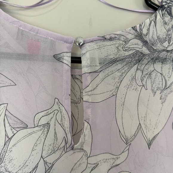 Vince Camuto Floral Tunic Dress Sheer Lavender Floral Print Size M - Picture 7 of 8